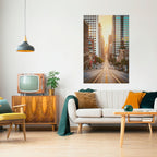 SUNSET CITYSCAPE SYMPHONY Poster Vertical Autocolante