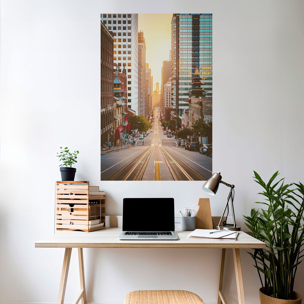 SUNSET CITYSCAPE SYMPHONY Poster Vertical Autocolante