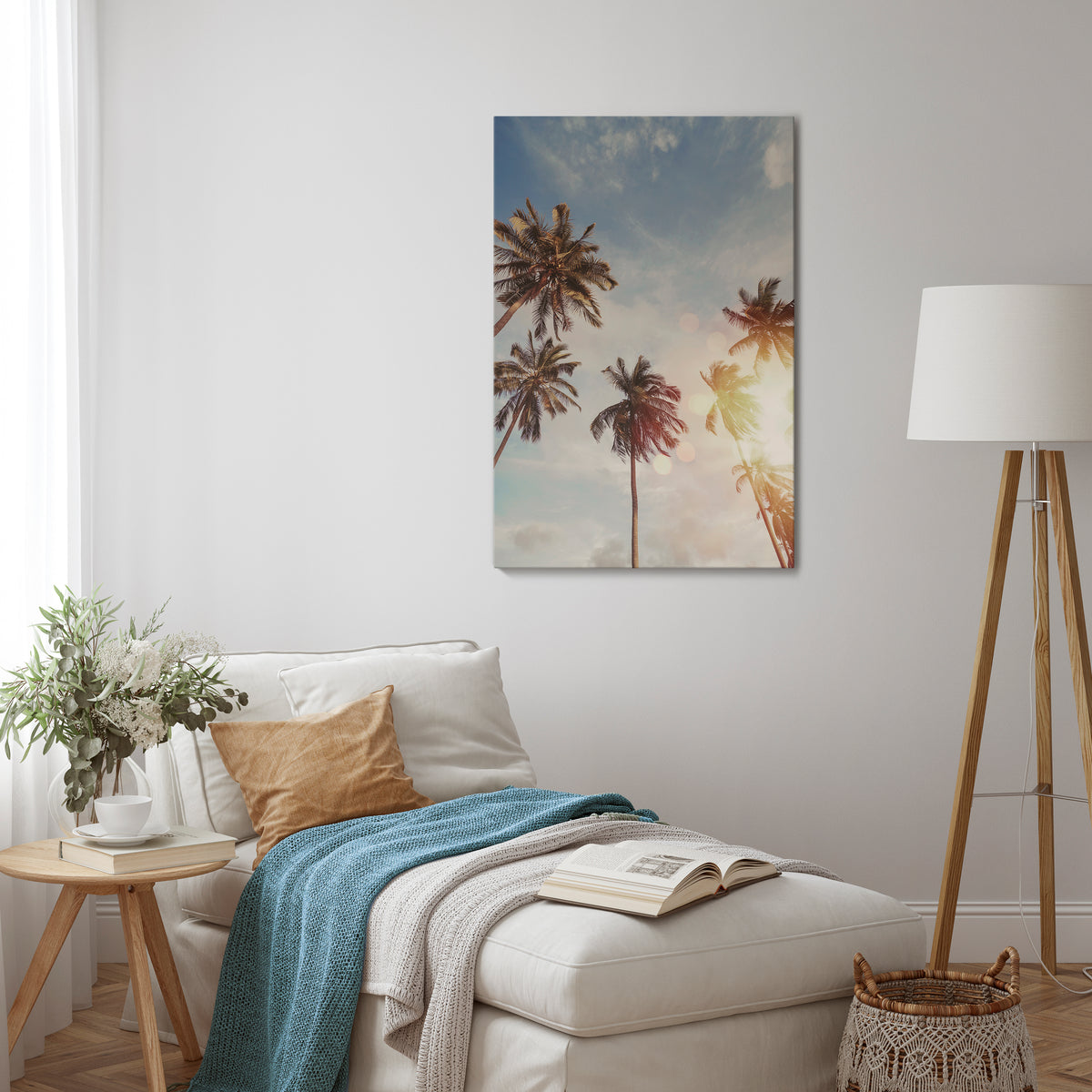 WHISPERING PALM LEAVES Quadro em tela vertical