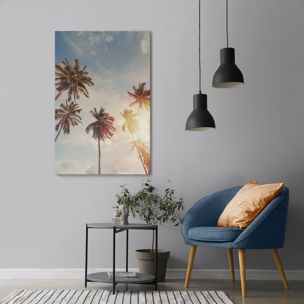 WHISPERING PALM LEAVES Quadro em tela vertical