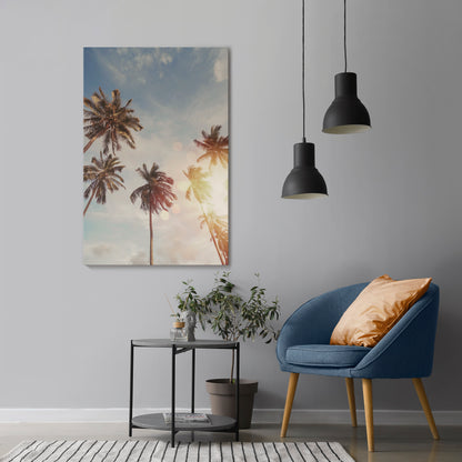WHISPERING PALM LEAVES Quadro em tela vertical