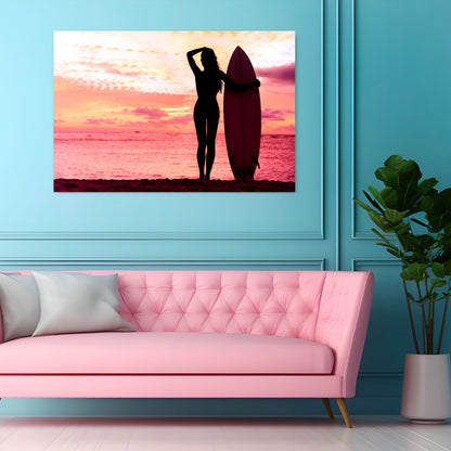 SUNSET SURF SPIRIT Horizontal Canvas Print