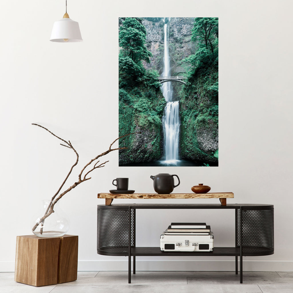 MYSTICAL WATERSCAPE BRIDGE Poster Vertical Autocolante
