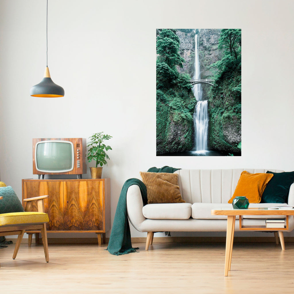 MYSTICAL WATERSCAPE BRIDGE Poster Vertical Autocolante