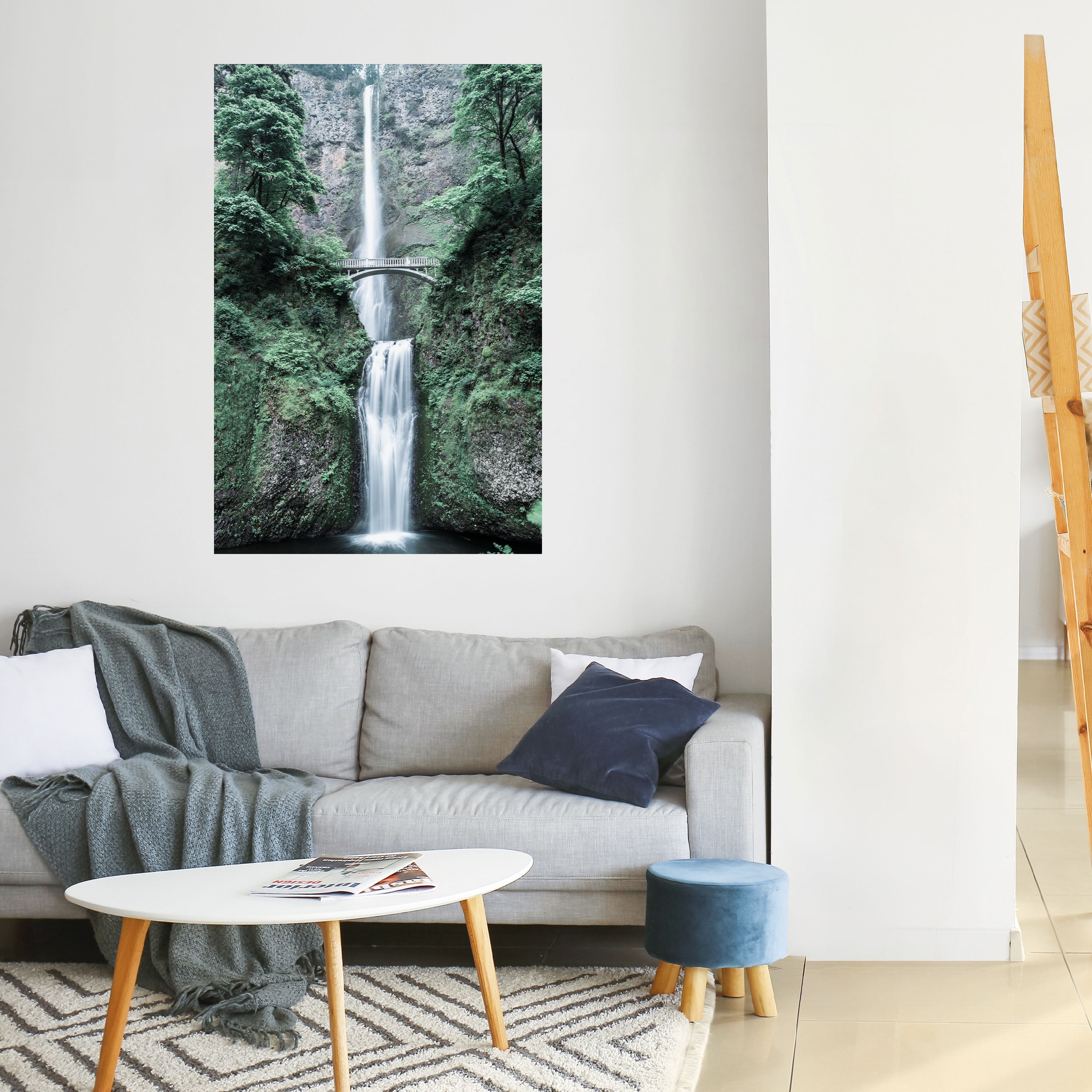 MYSTICAL WATERSCAPE BRIDGE Poster Vertical Autocolante