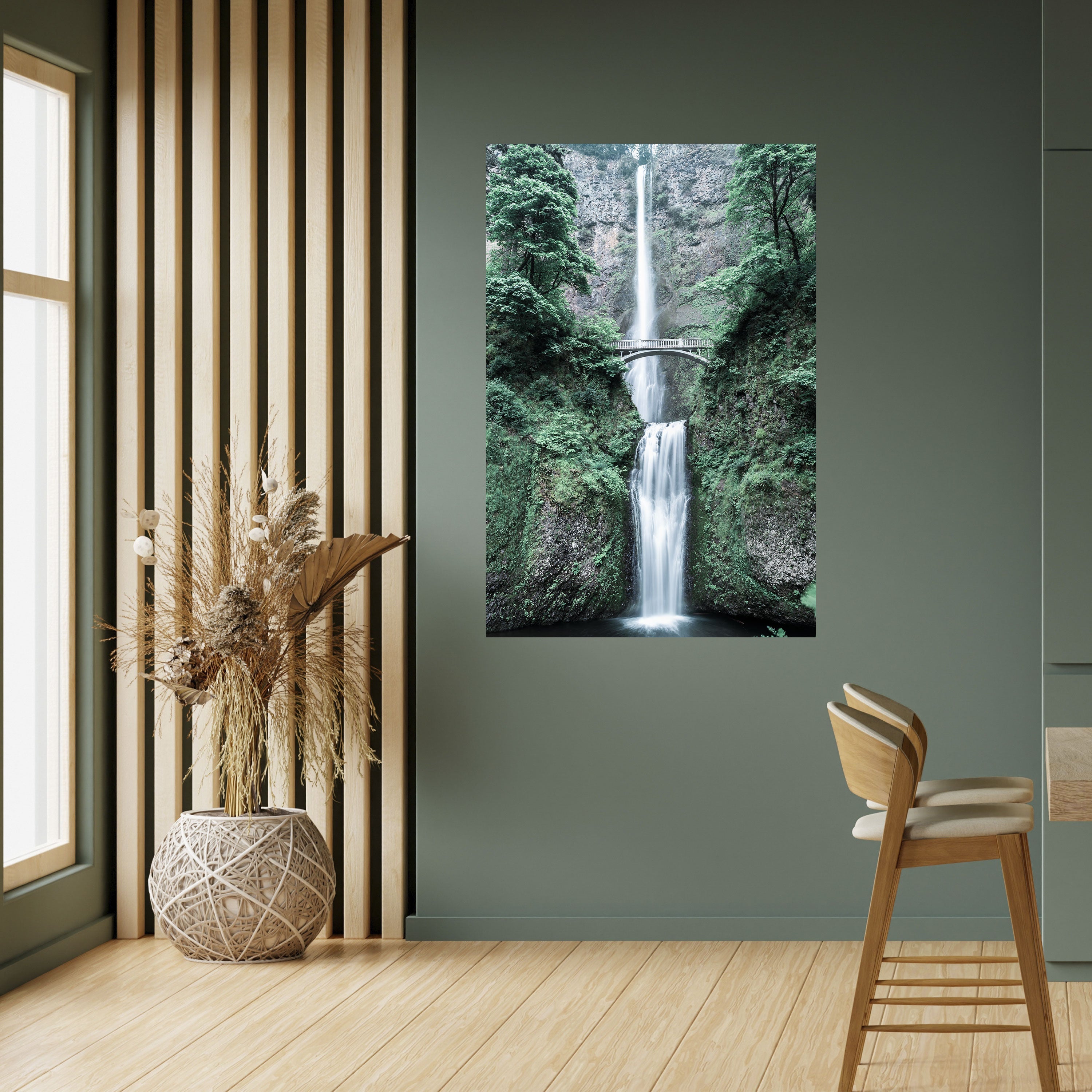 MYSTICAL WATERSCAPE BRIDGE Poster Vertical Autocolante