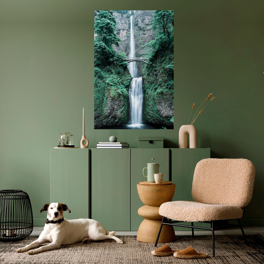 MYSTICAL WATERSCAPE BRIDGE Poster Vertical Autocolante