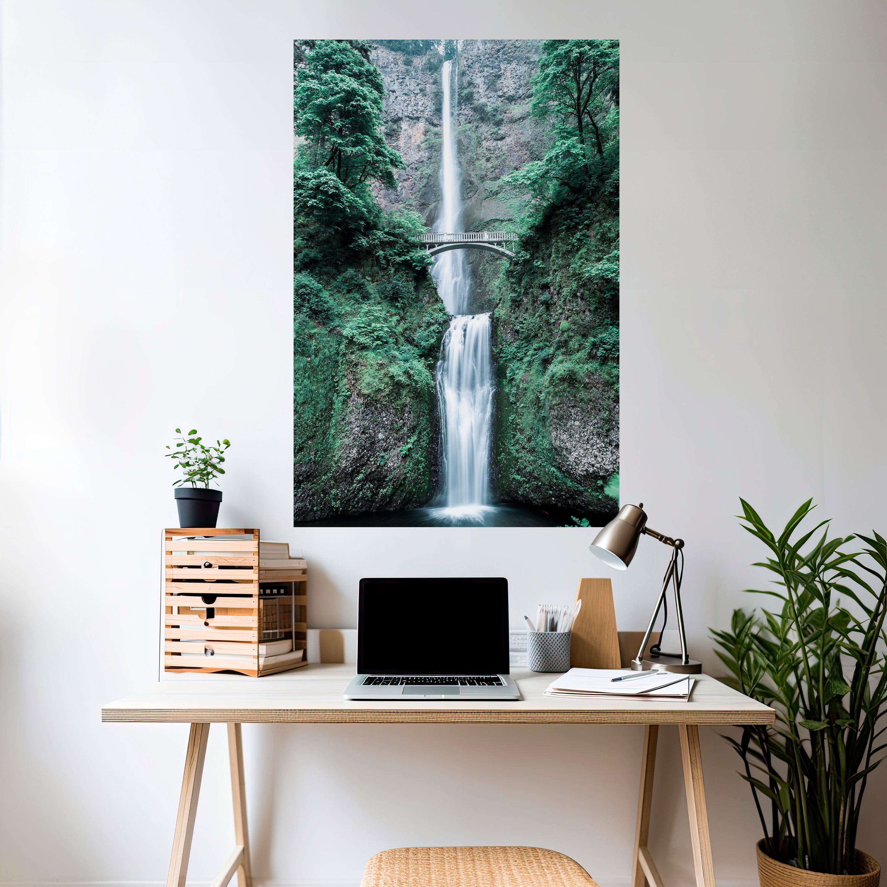 MYSTICAL WATERSCAPE BRIDGE Poster Vertical Autocolante