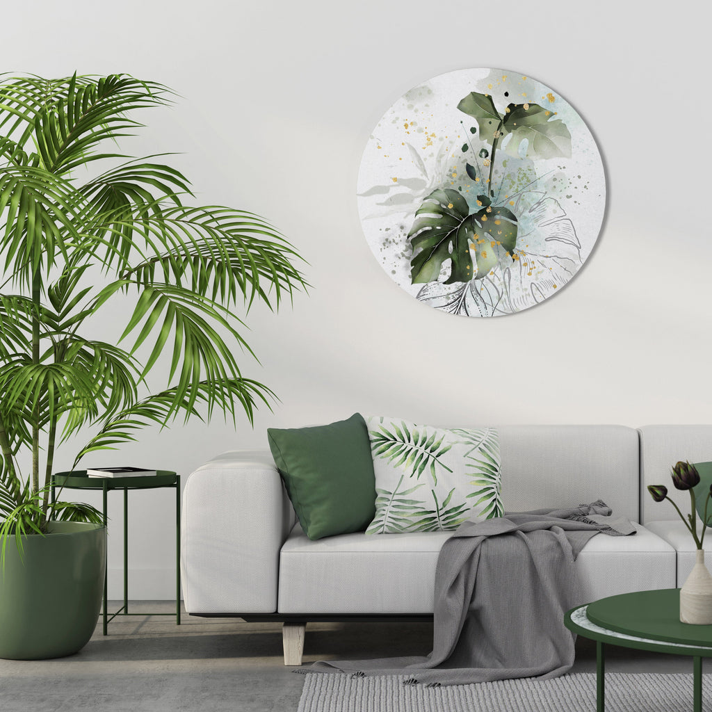 VIVID LEAF SYMPHONY Round Wall Art