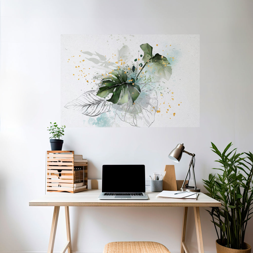 VIVID LEAF SYMPHONY Peel and Stick Horizontal Poster