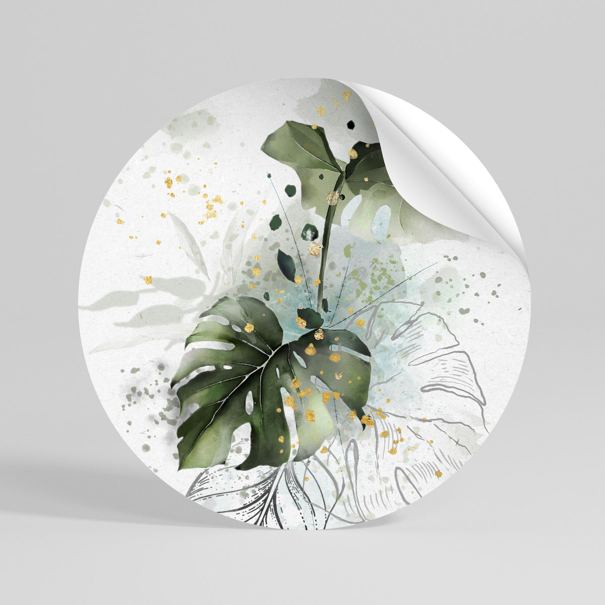 VIVID LEAF SYMPHONY Peel and Stick Round Sticker