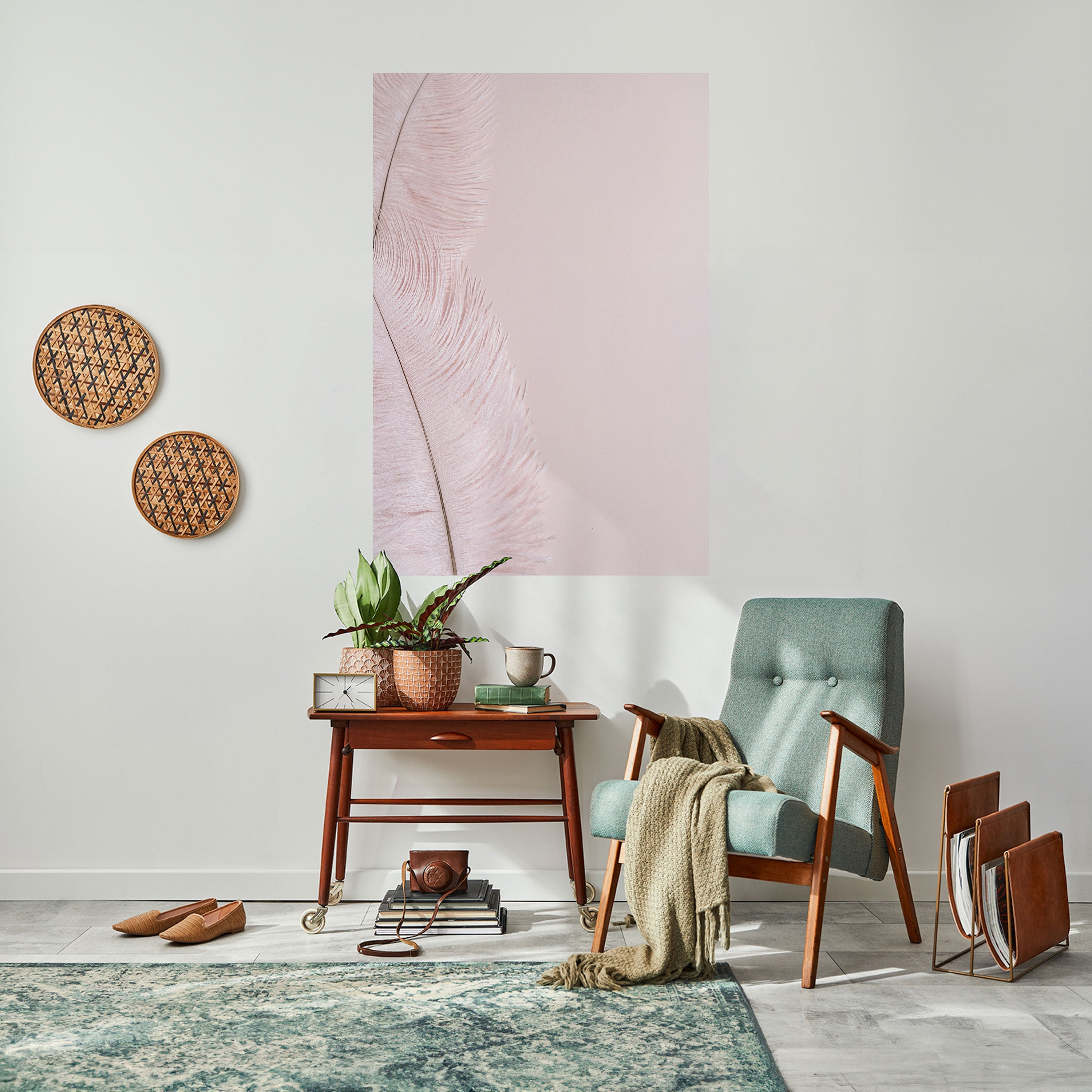 WHISPERING PINK FEATHERS Peel and Stick Vertical Poster