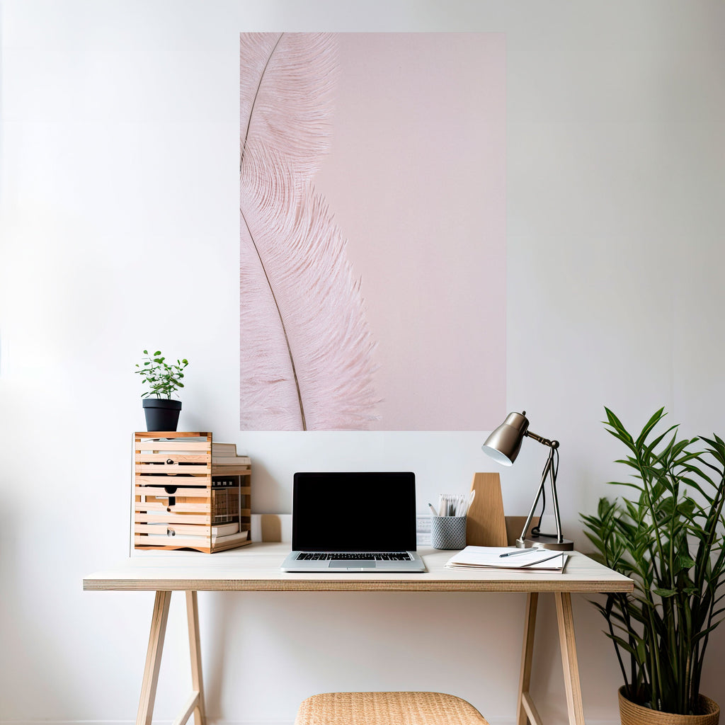WHISPERING PINK FEATHERS Peel and Stick Vertical Poster