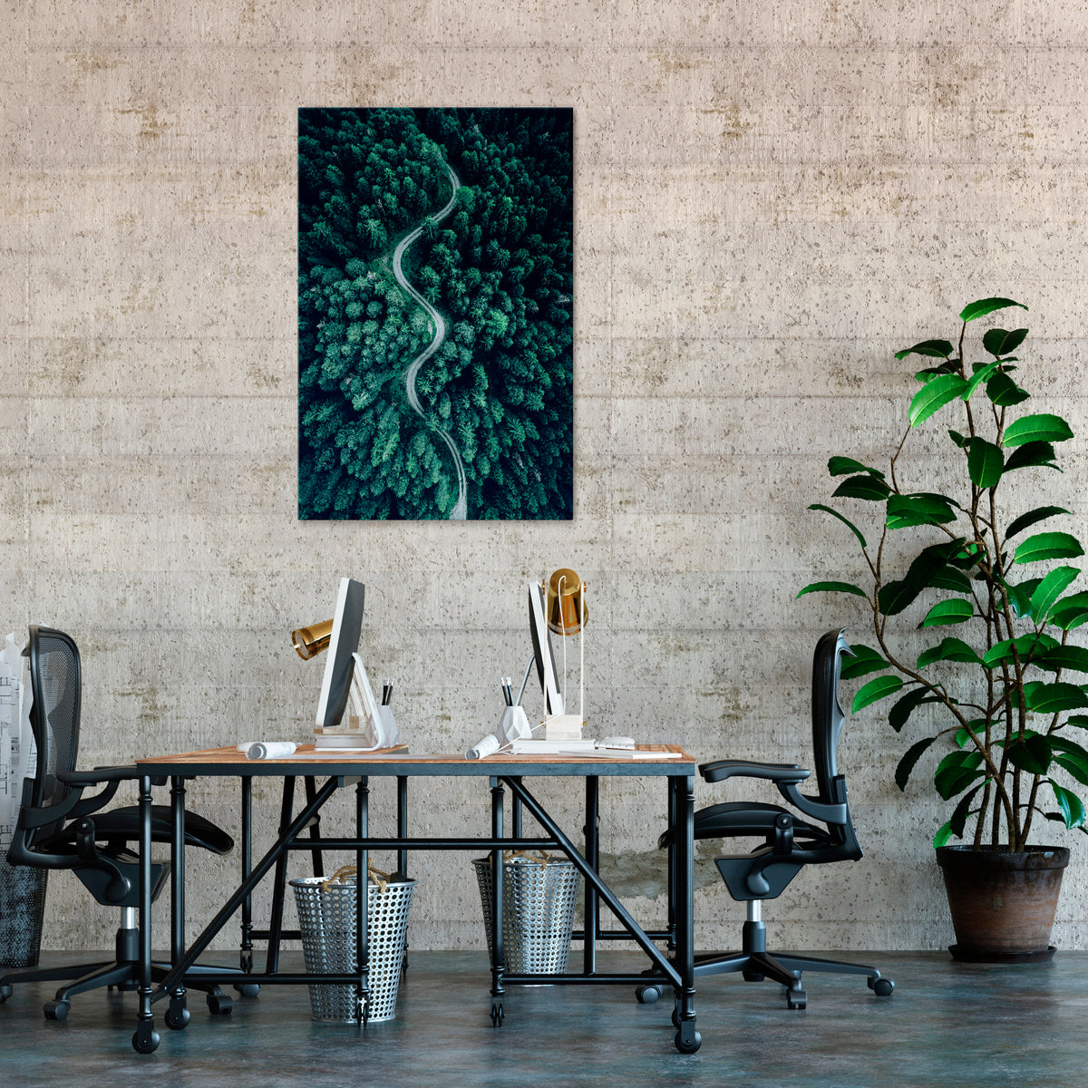 FORESTED SERPENTINE ROUTE Quadro em tela vertical