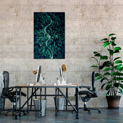 FORESTED SERPENTINE ROUTE Quadro em tela vertical