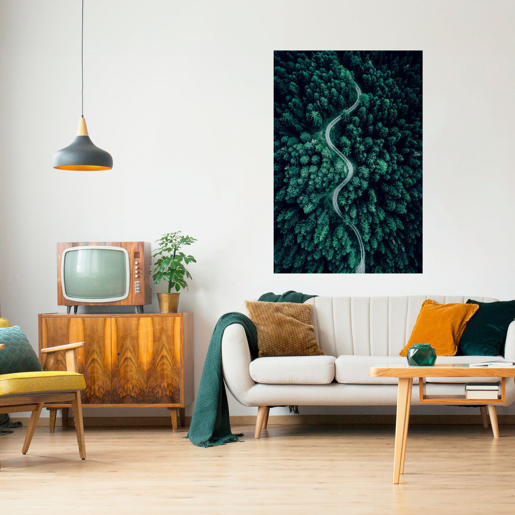 FORESTED SERPENTINE ROUTE Poster Vertical Autocolante