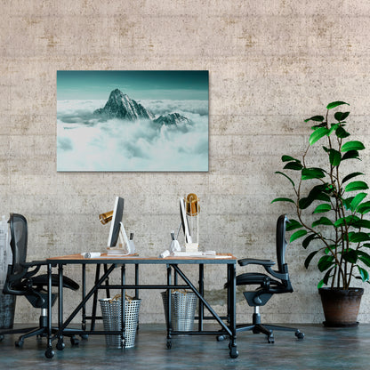 CLOUD-KISSED PEAK Horizontal Canvas Print