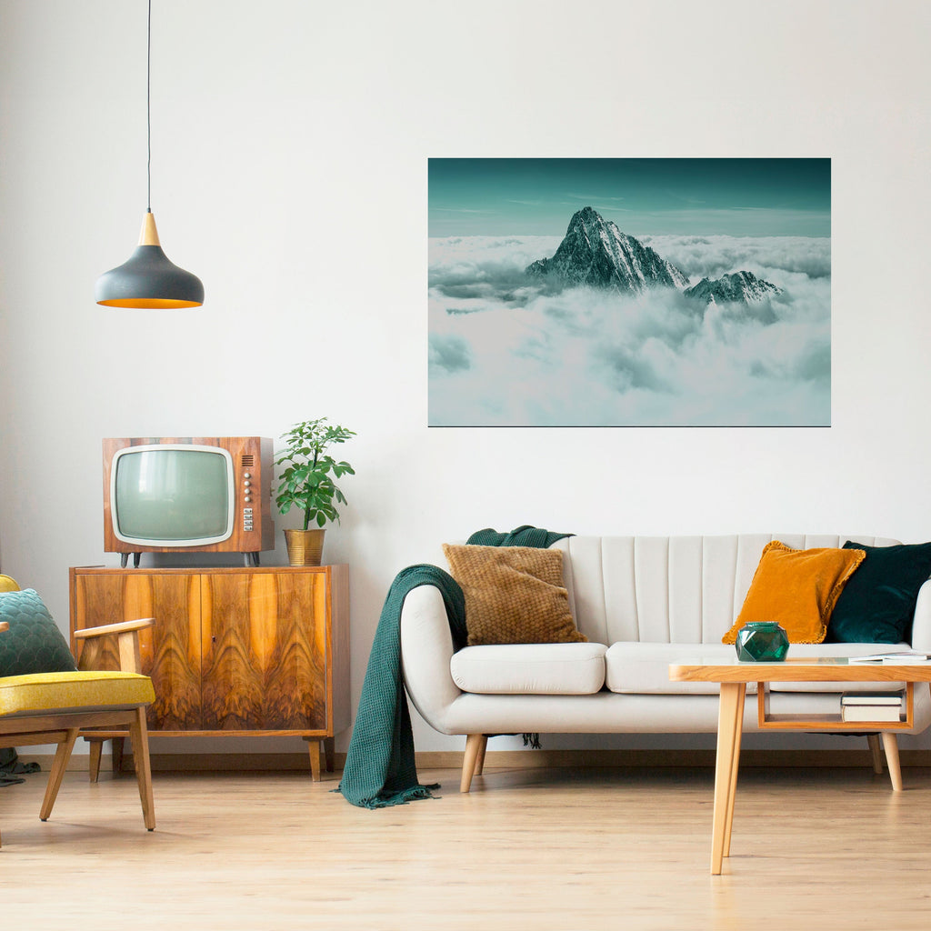 CLOUD-KISSED PEAK Peel and Stick Horizontal Poster