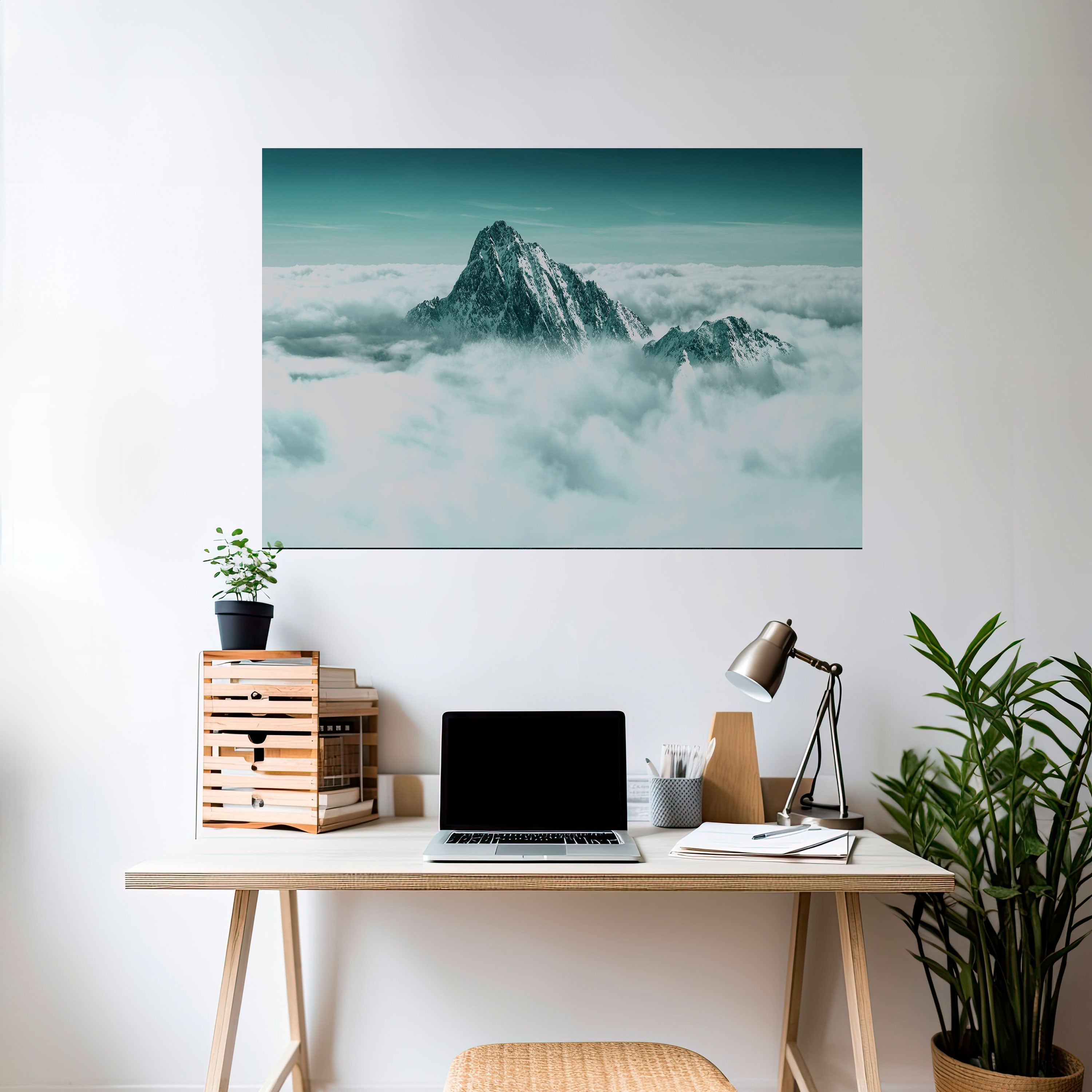 CLOUD-KISSED PEAK Peel and Stick Horizontal Poster