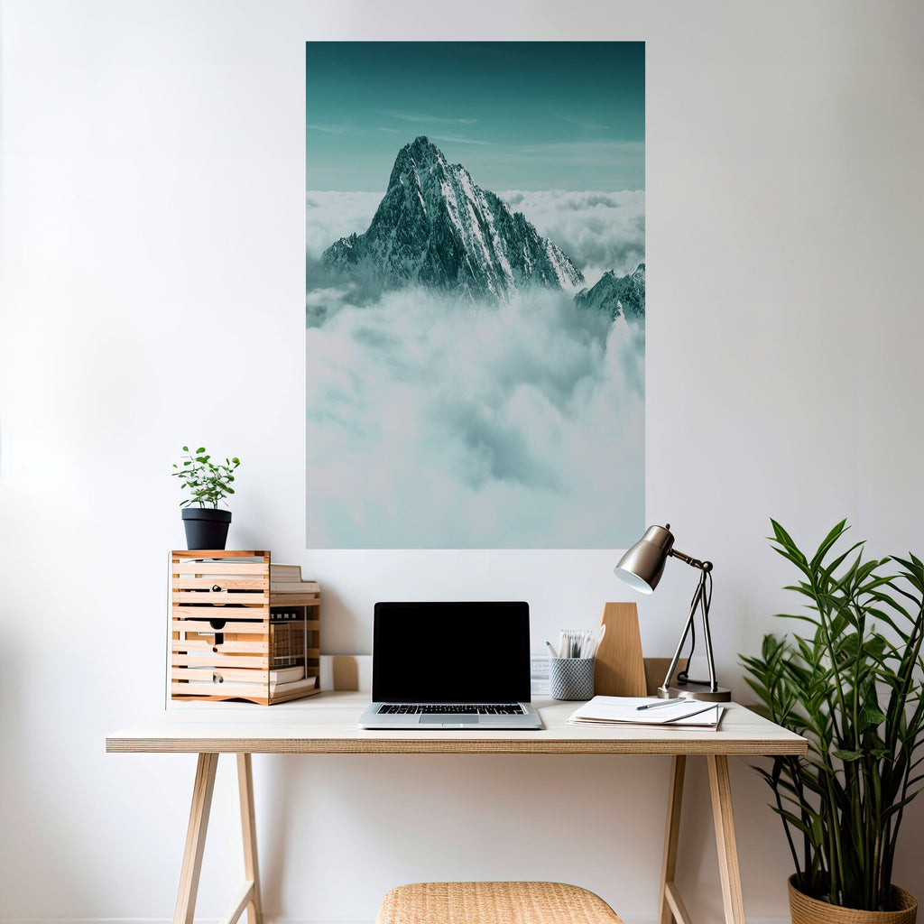 CLOUD-KISSED PEAK Poster Vertical Autocolante