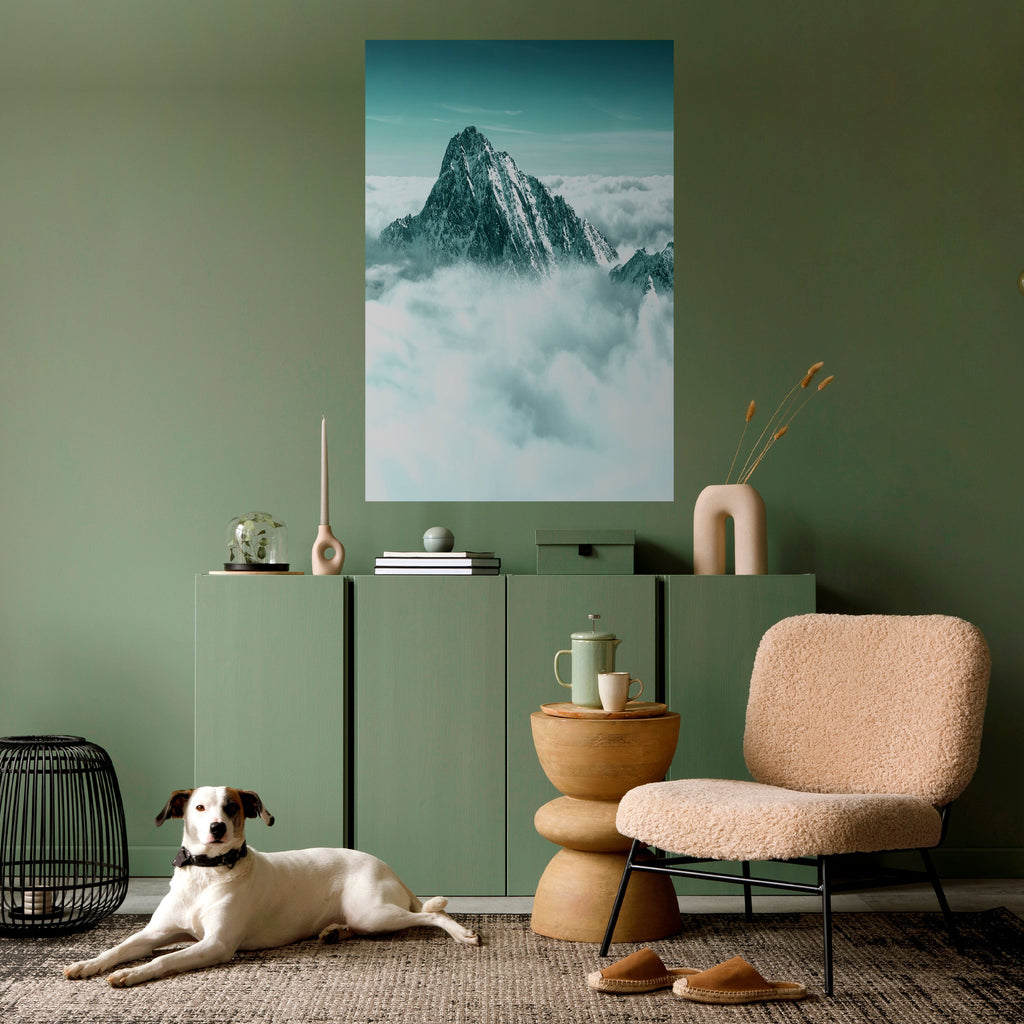 CLOUD-KISSED PEAK Poster Vertical Autocolante