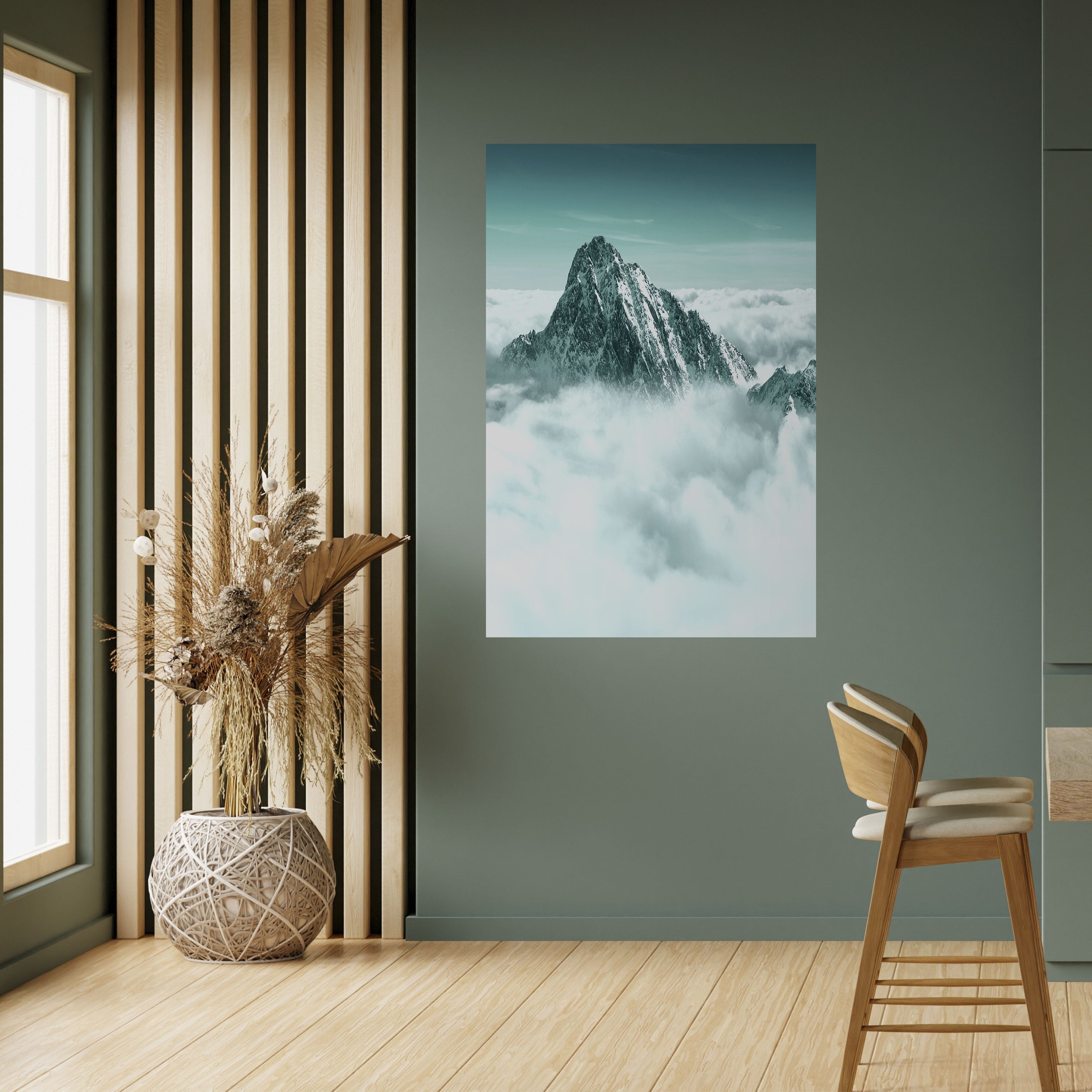 CLOUD-KISSED PEAK Poster Vertical Autocolante