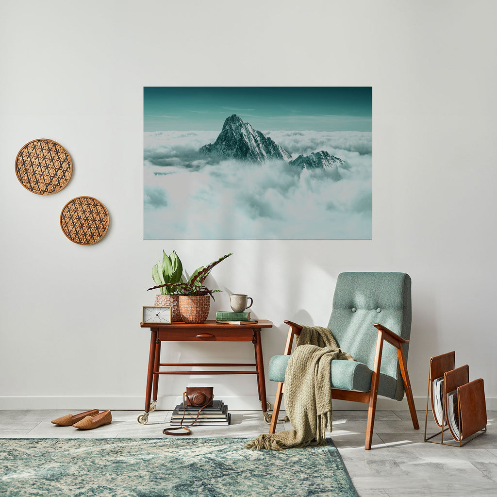 CLOUD-KISSED PEAK Peel and Stick Horizontal Poster