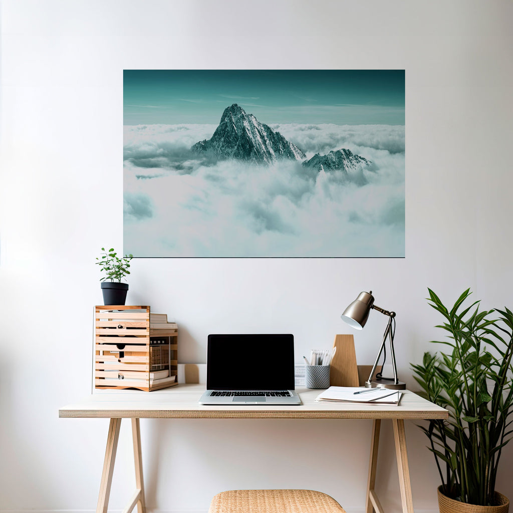 CLOUD-KISSED PEAK Peel and Stick Horizontal Poster