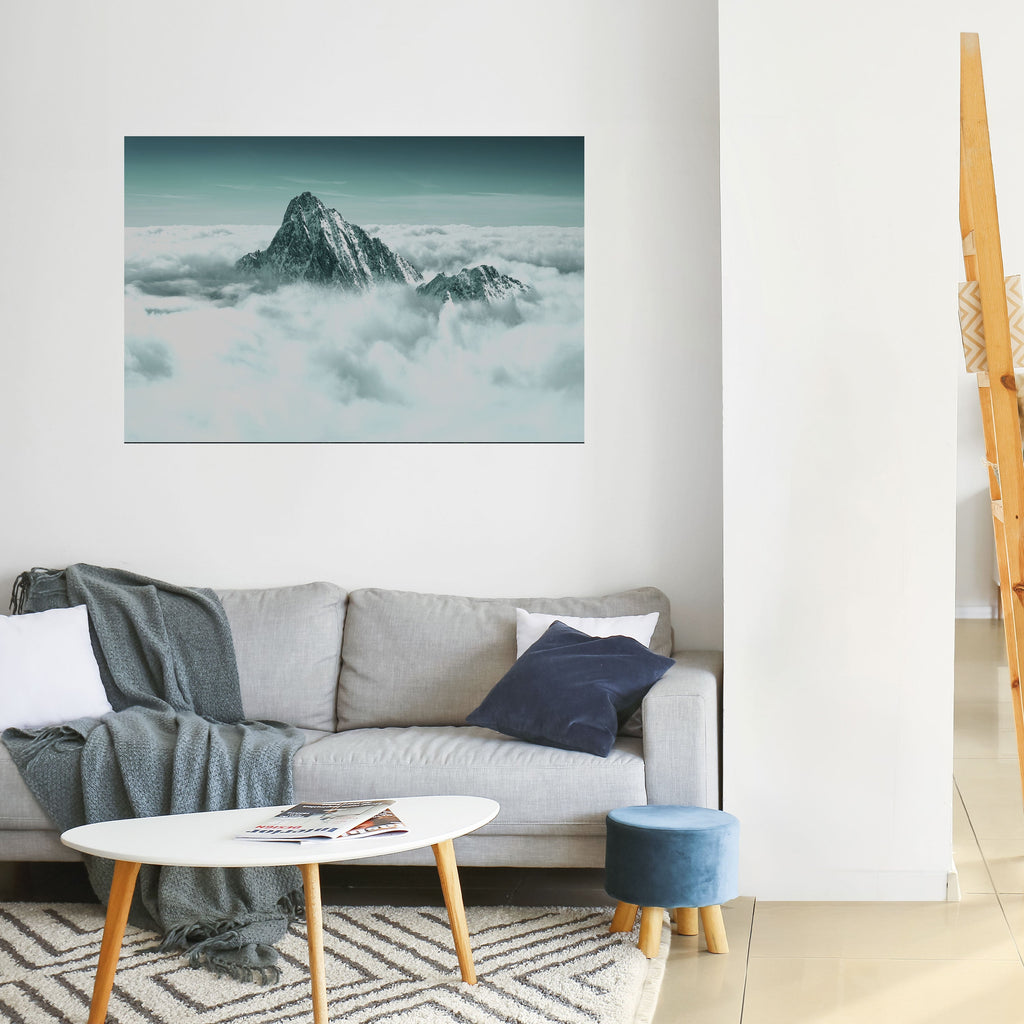 CLOUD-KISSED PEAK Peel and Stick Horizontal Poster