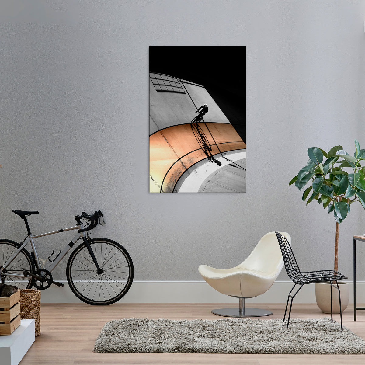 ORANGE ARC AMBIENCE Quadro em tela vertical