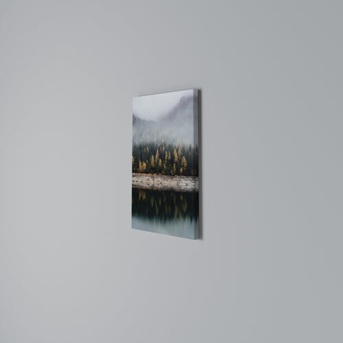 GOLDEN TREES IN FOG Quadro em tela vertical