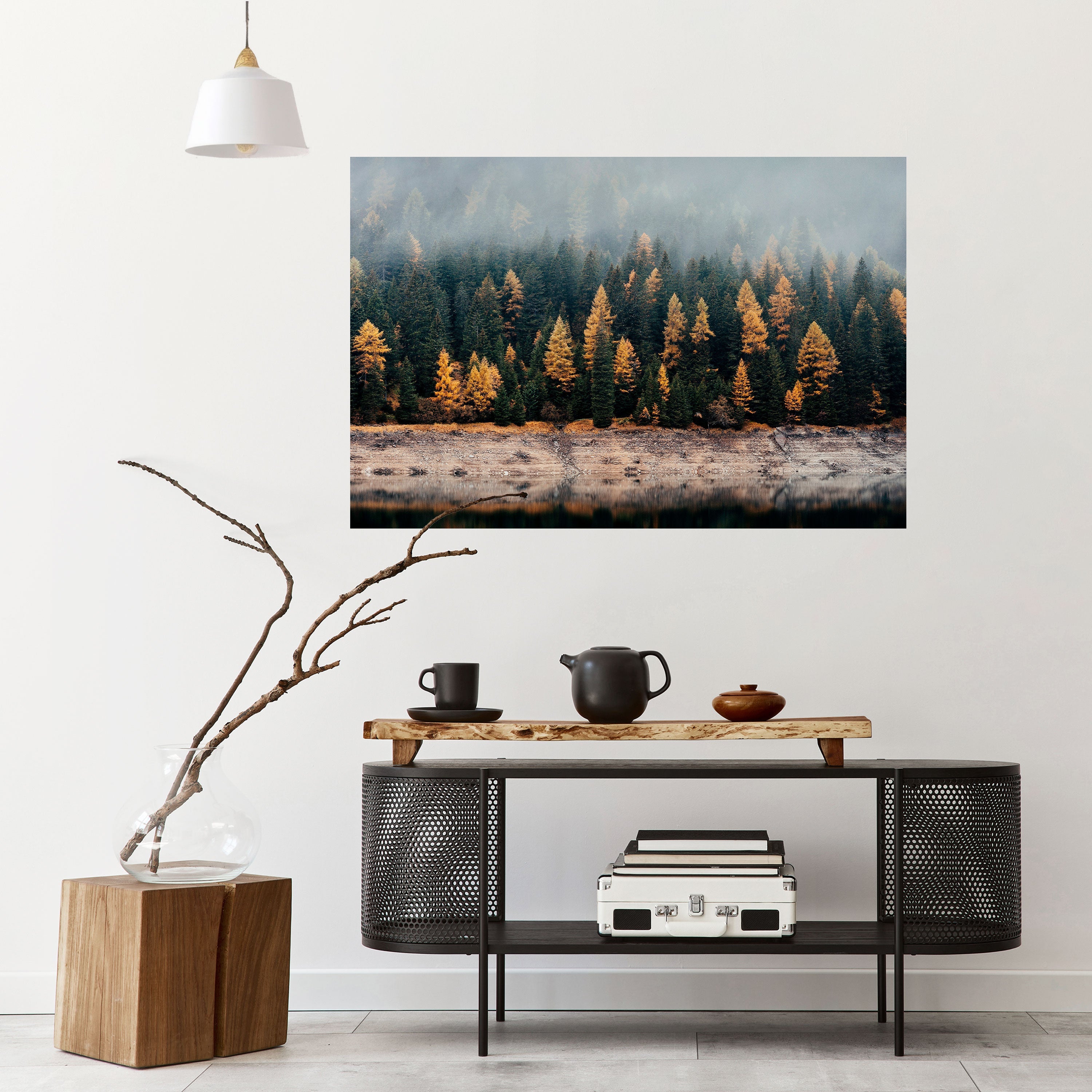 GOLDEN TREES IN FOG Peel and Stick Horizontal Poster