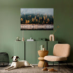 GOLDEN TREES IN FOG Peel and Stick Horizontal Poster