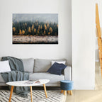 GOLDEN TREES IN FOG Peel and Stick Horizontal Poster