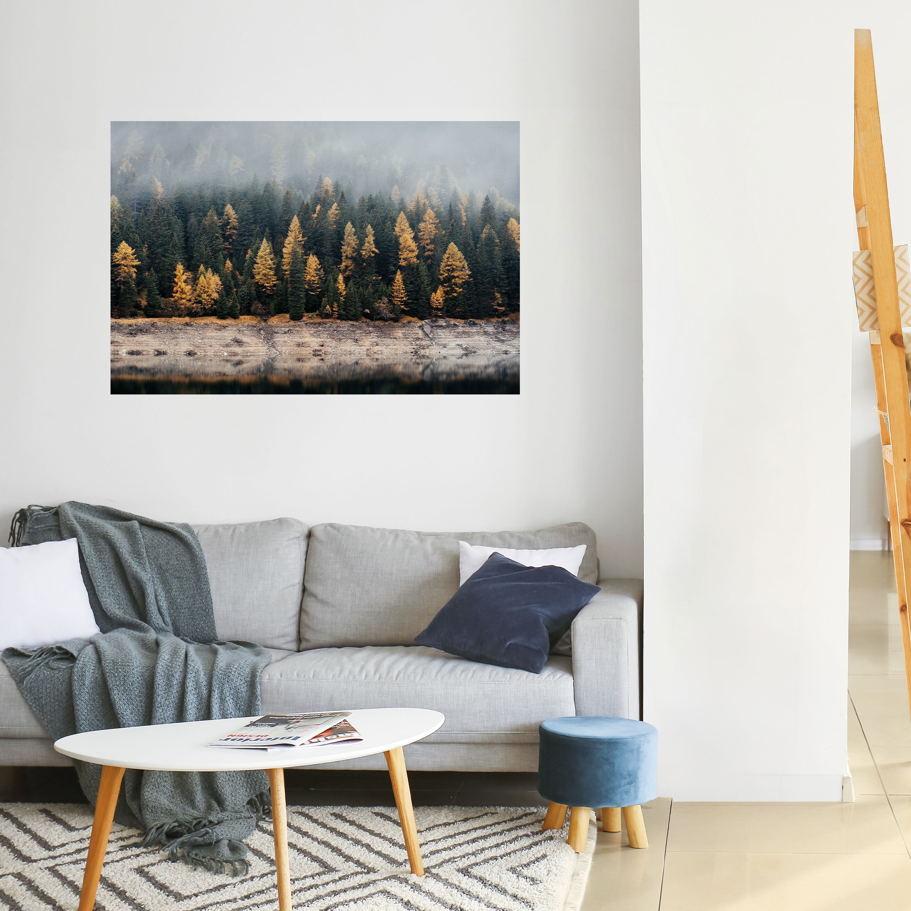 GOLDEN TREES IN FOG Peel and Stick Horizontal Poster