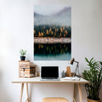 GOLDEN TREES IN FOG Peel and Stick Vertical Poster