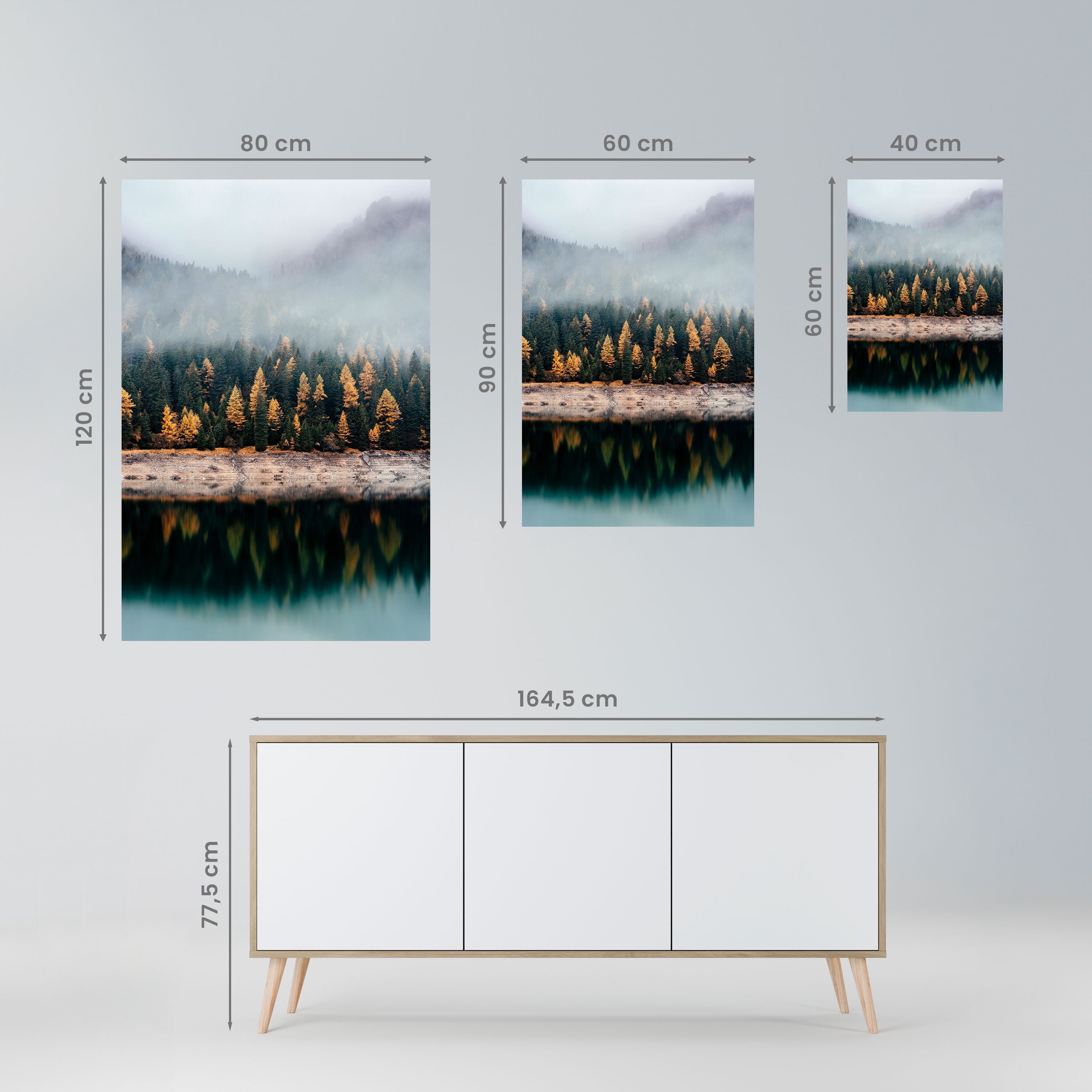GOLDEN TREES IN FOG Poster Vertical Autocolante