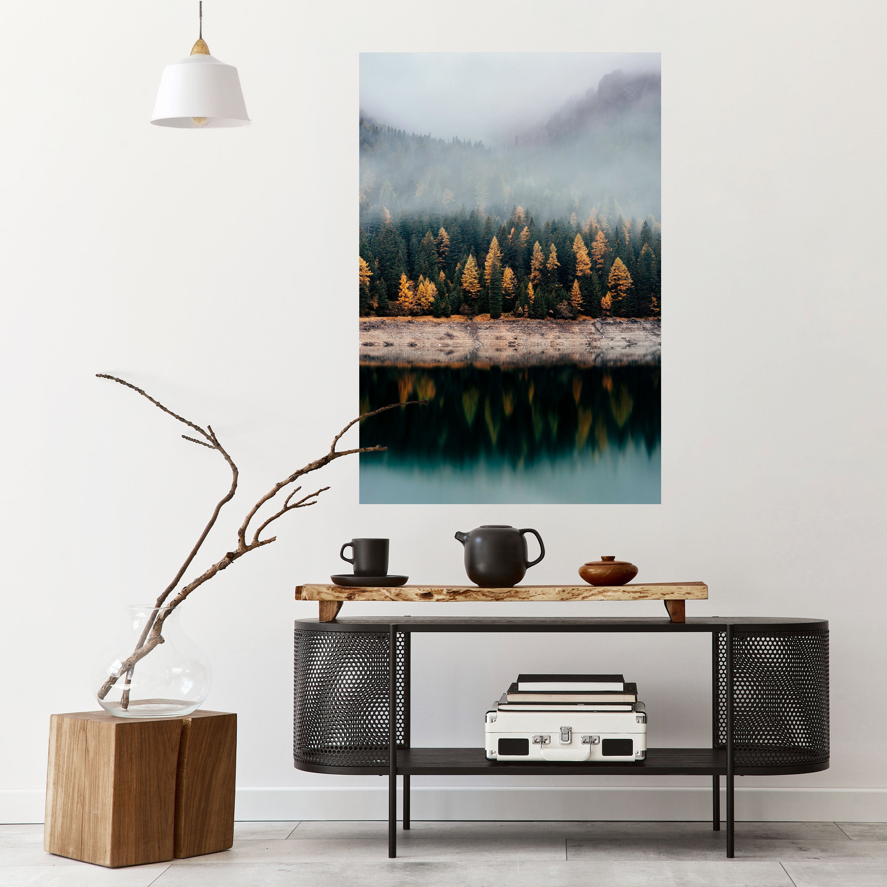 GOLDEN TREES IN FOG Poster Vertical Autocolante