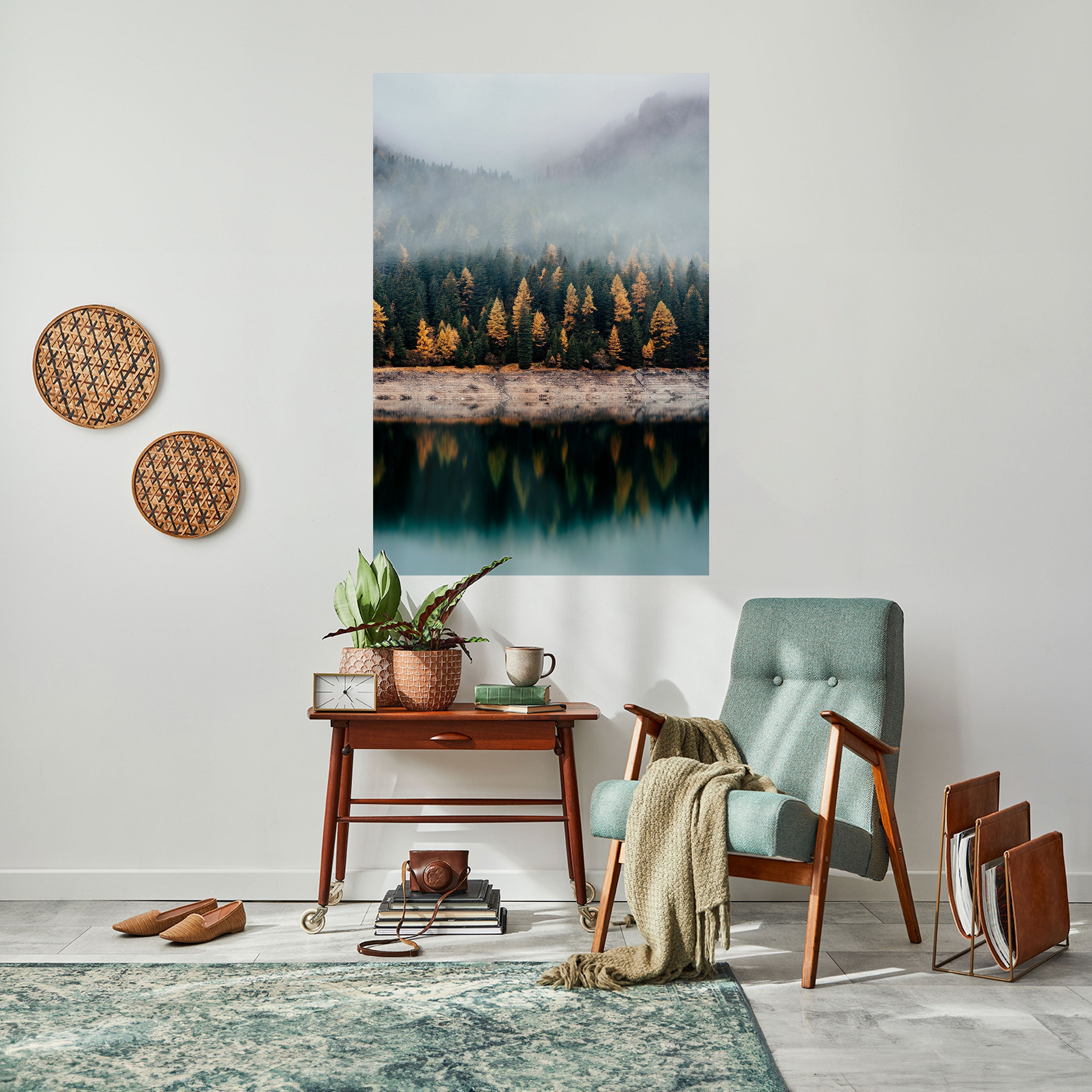 GOLDEN TREES IN FOG Poster Vertical Autocolante