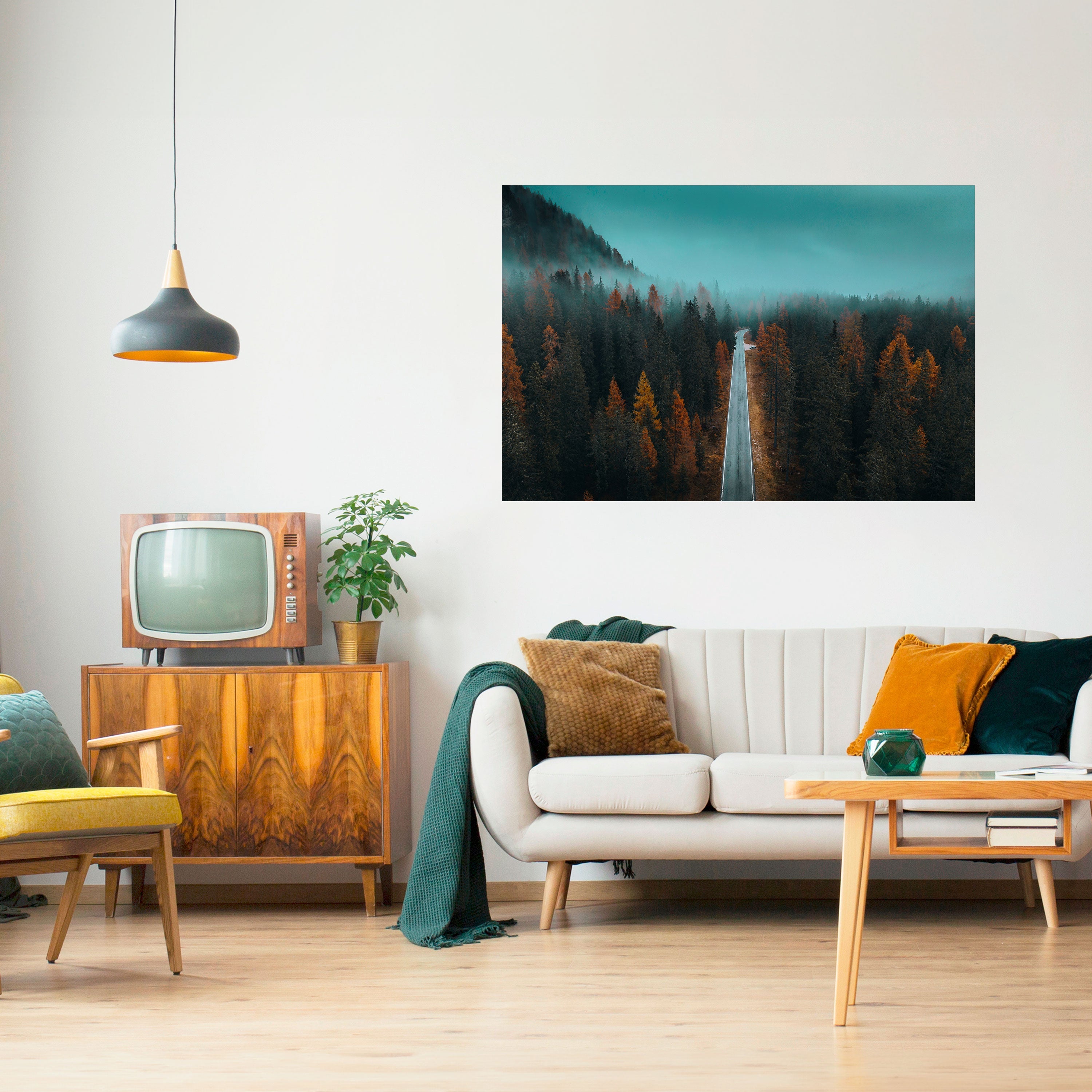 SERENE ROADWAY ESCAPE Peel and Stick Horizontal Poster