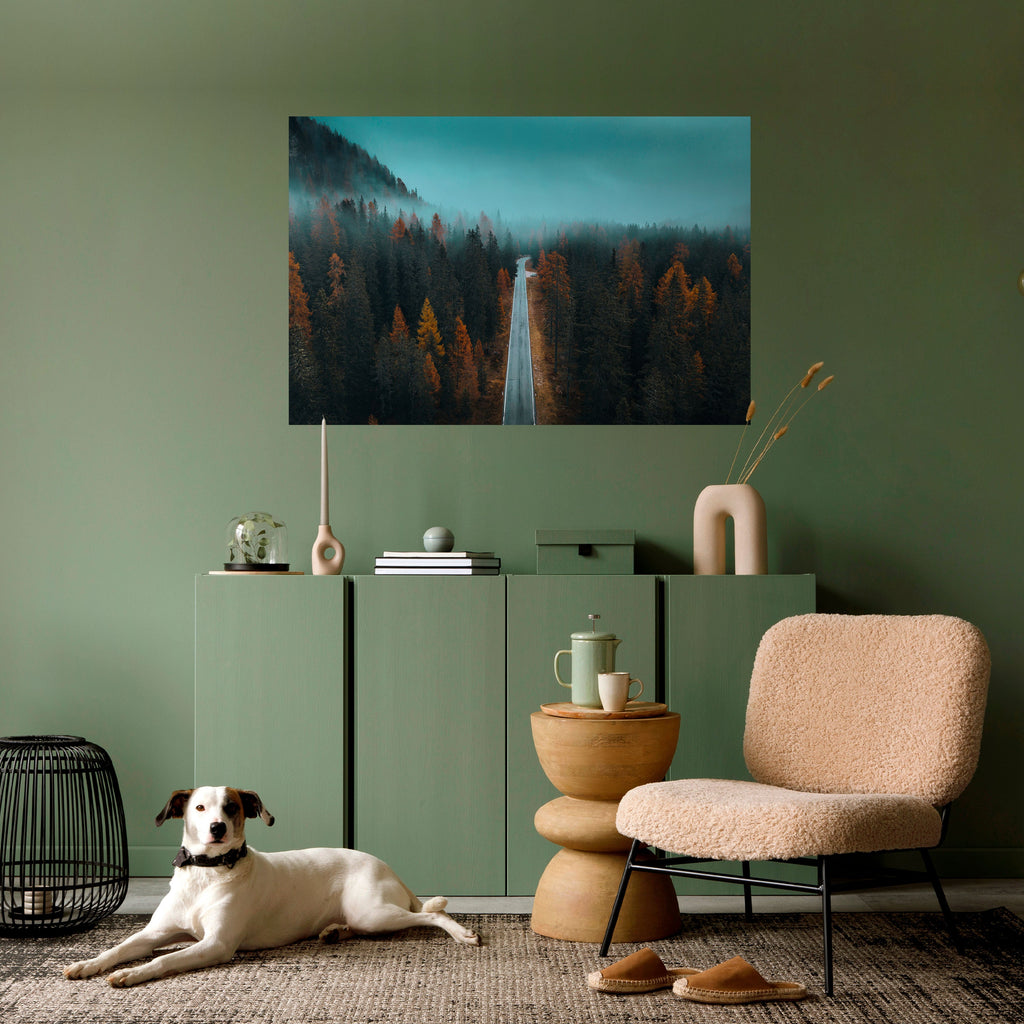 SERENE ROADWAY ESCAPE Peel and Stick Horizontal Poster