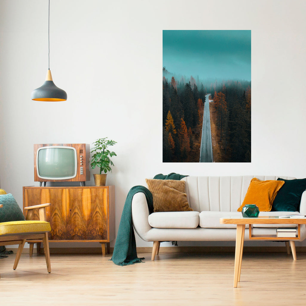 SERENE ROADWAY ESCAPE Poster Vertical Autocolante