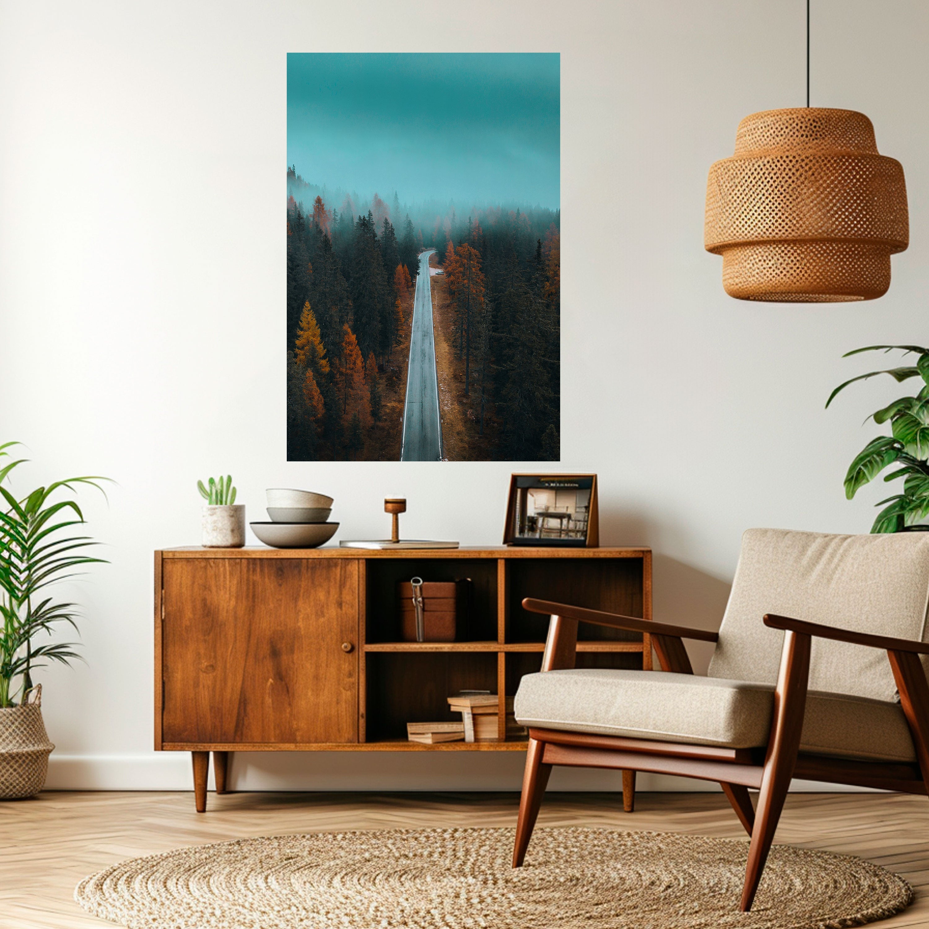 SERENE ROADWAY ESCAPE Poster Vertical Autocolante