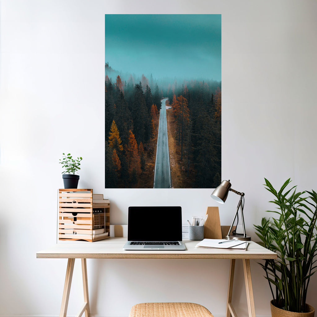 SERENE ROADWAY ESCAPE Poster Vertical Autocolante