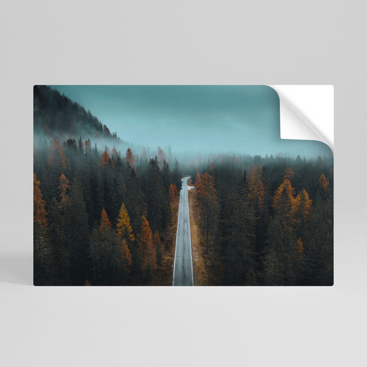 SERENE ROADWAY ESCAPE Póster Autocolante Horizontal