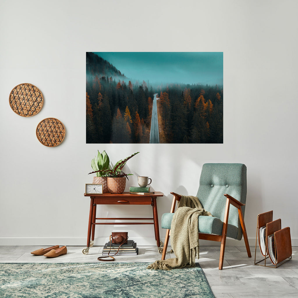 SERENE ROADWAY ESCAPE Peel and Stick Horizontal Poster