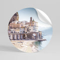 SEASIDE ARCHITECTURAL FANTASY Peel and Stick Round Sticker