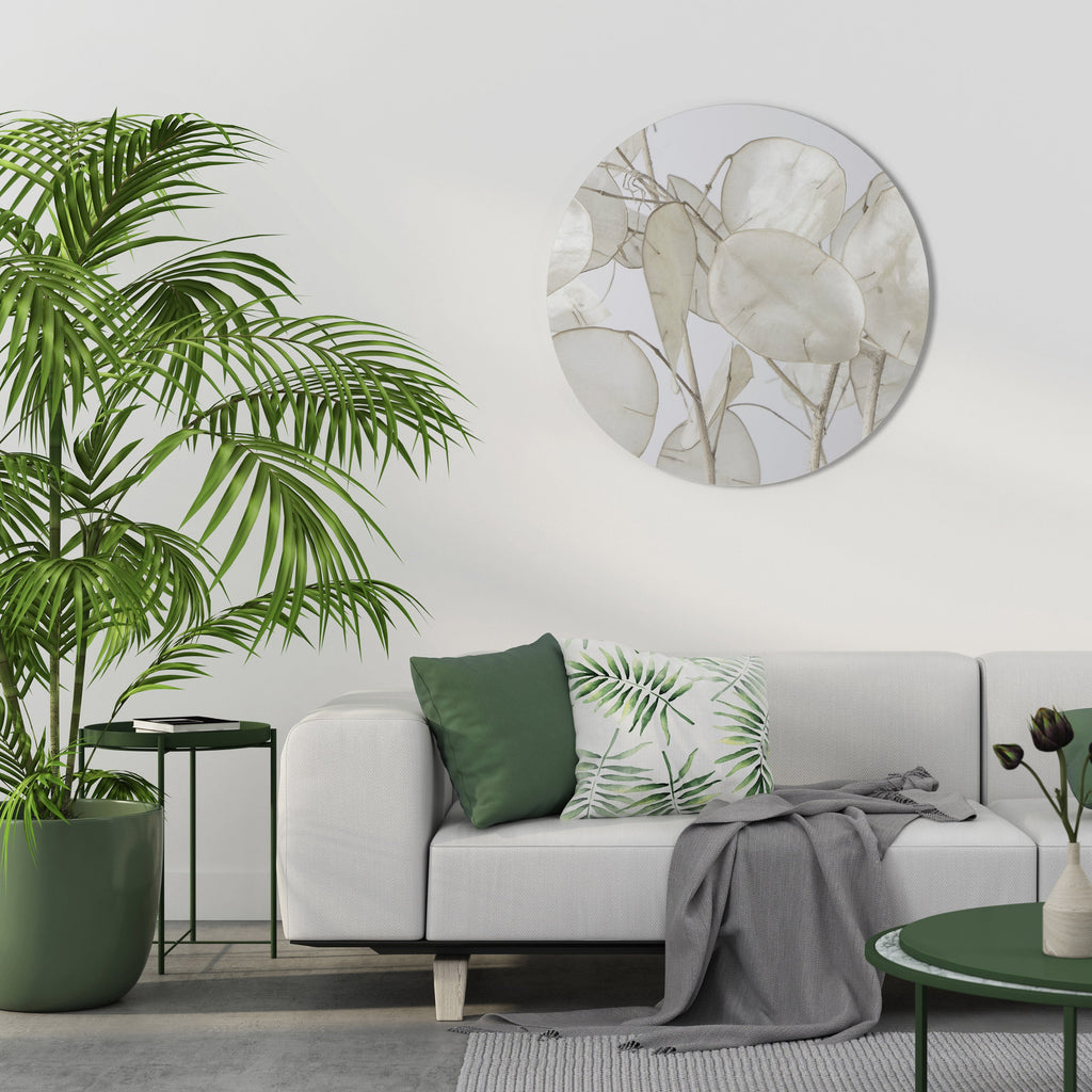 SILKY FOLIAGE WHISPERS Quadro Redondo Decorativo