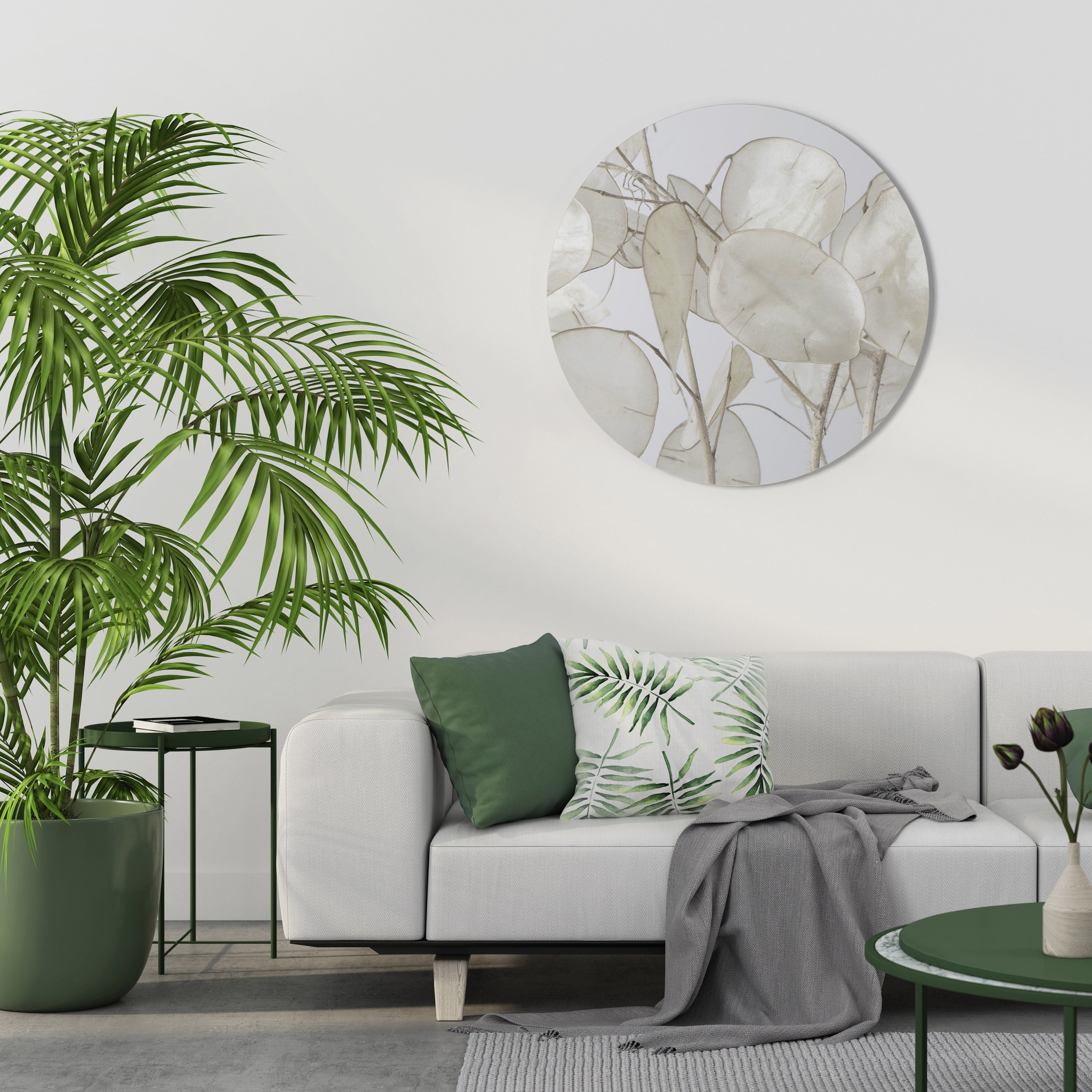 SILKY FOLIAGE WHISPERS Quadro Redondo Decorativo