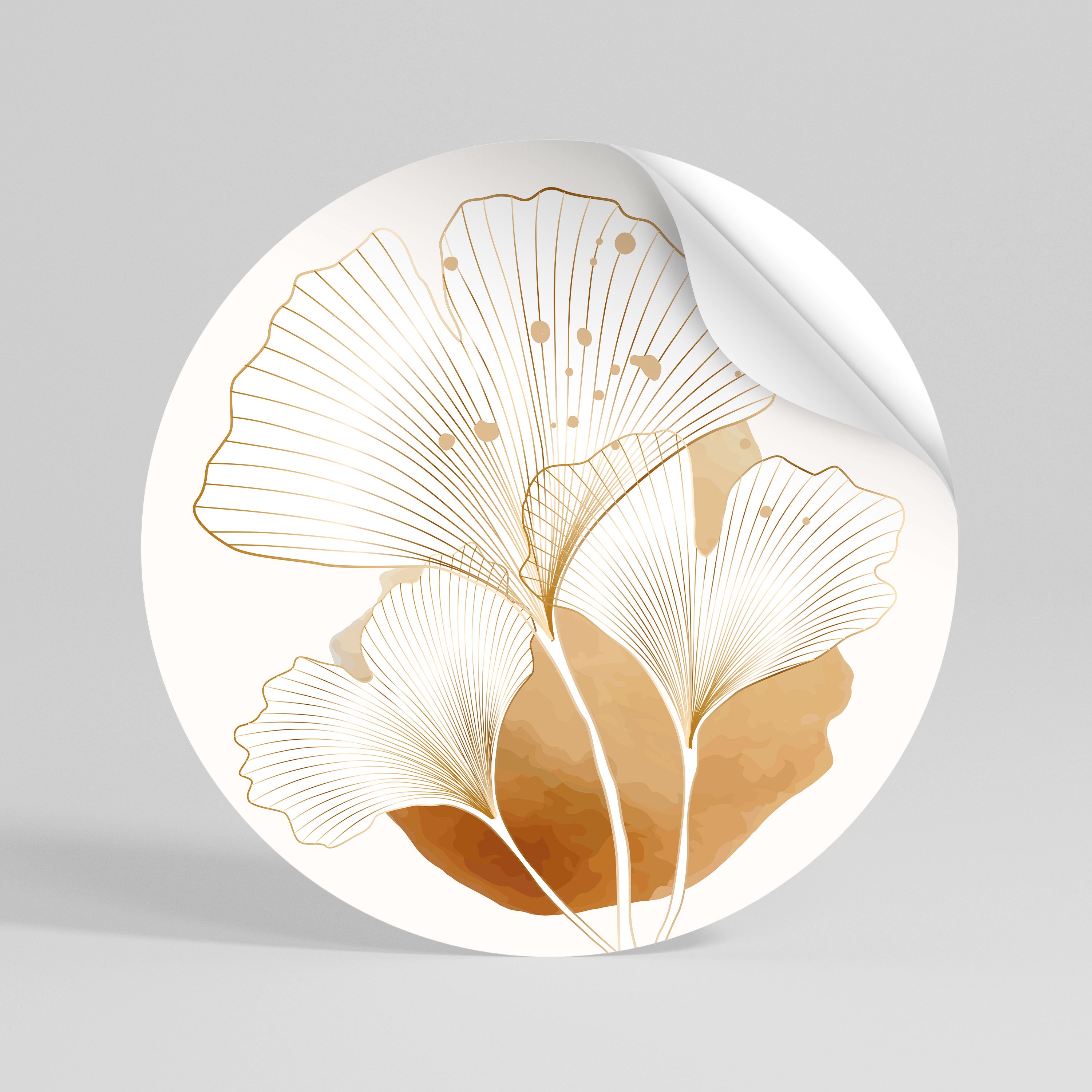 GOLDEN GINKGO DREAMS Peel and Stick Round Sticker